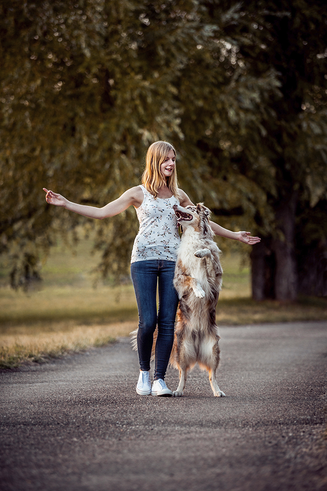 Das bin ich - Die Hundefotografin Judith Lübeß Coopergrafie mit Australian Shepherd Cooper