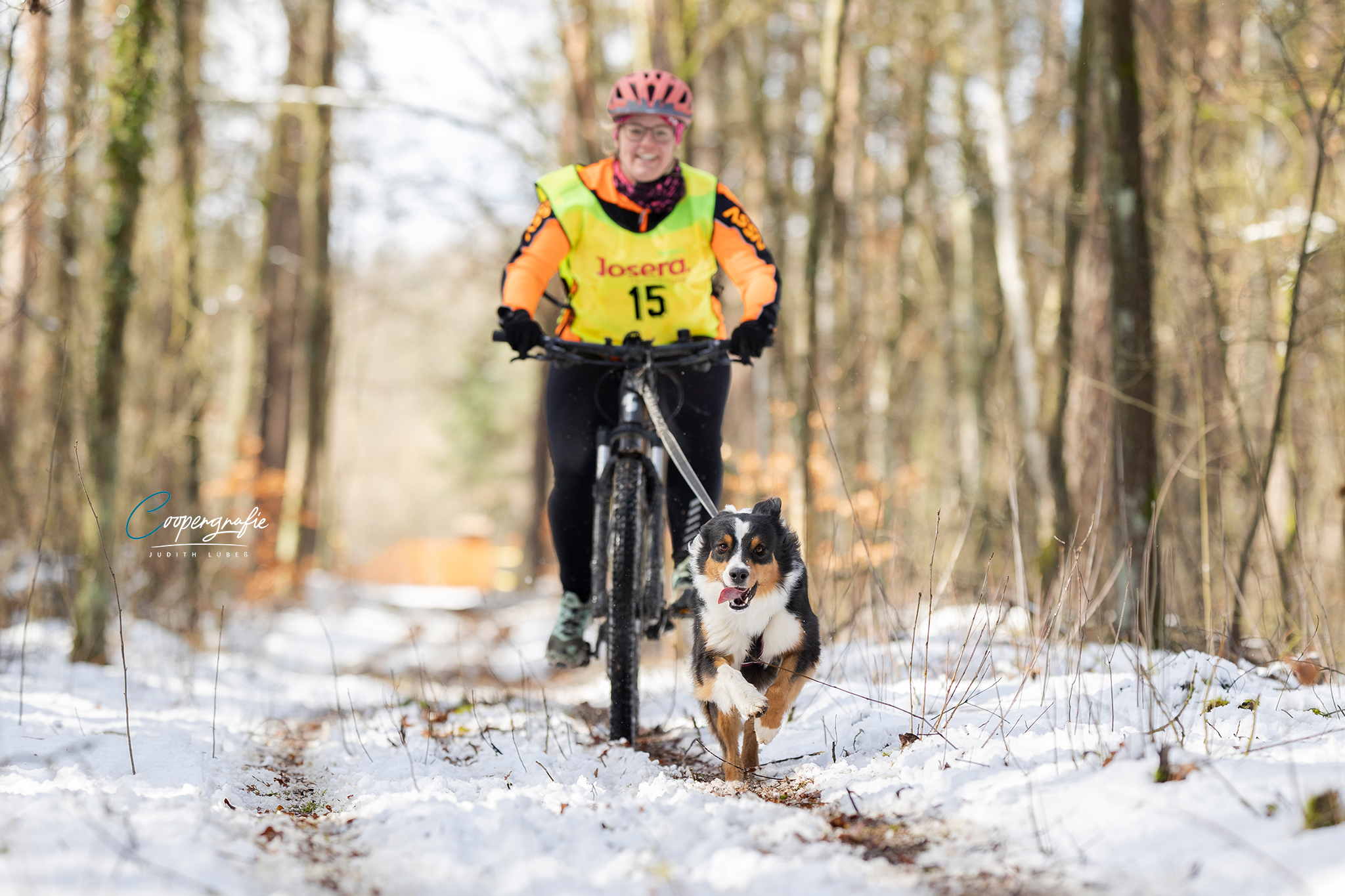 Bikejöring im Schnee beim Schlittenhunderennen in Kunrau fotografiert von Coopergrafie